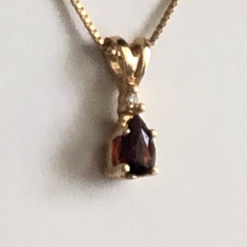 14K Spinel 585 Gold Necklace with Ruby teardrop stone - Picture 2 of 16